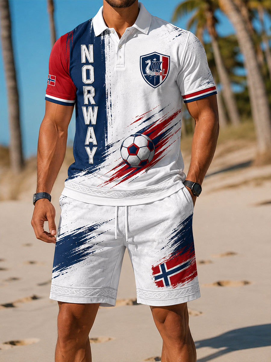 Retro nordisk stil norsk fotbollsfankonsttryck avslappnad 2-delad set