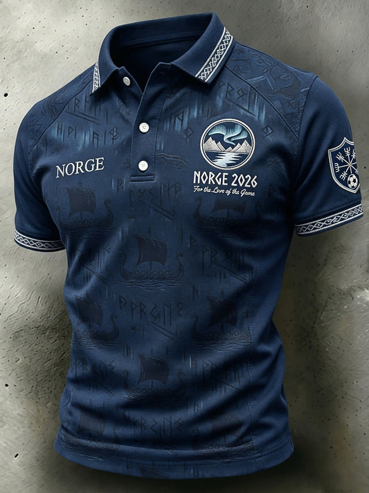 Retro Norge 2026 Fotbollskonst Lässig Pikétröja