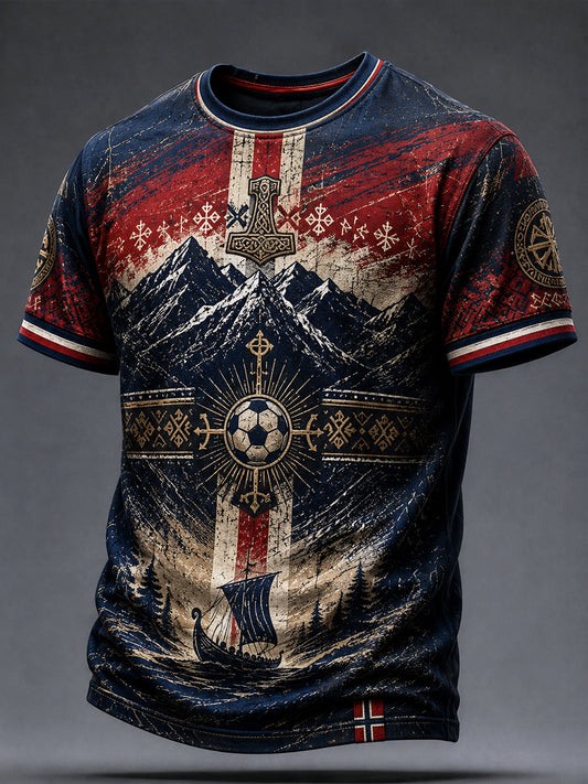 Retro Norge 2026 Abstrakt Fotbollskonst Lättvikts-T-shirt
