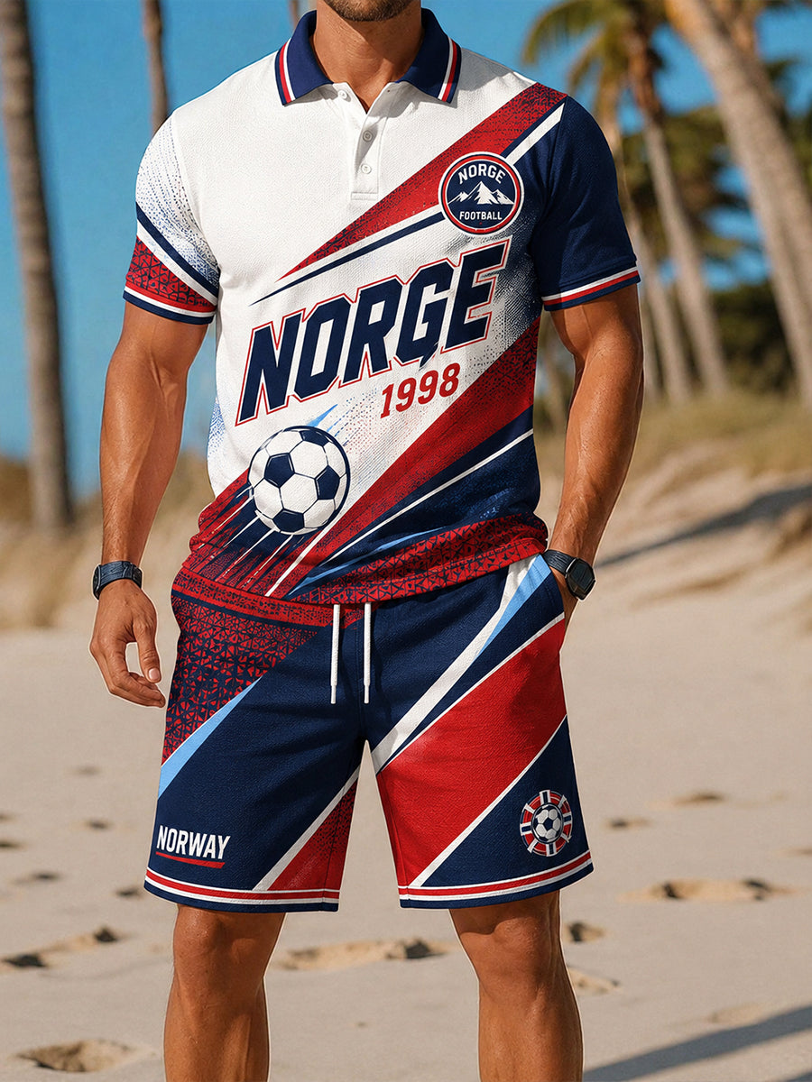 Retro nordisk stil norsk fotbollsfankonsttryck avslappnad 2-delad set