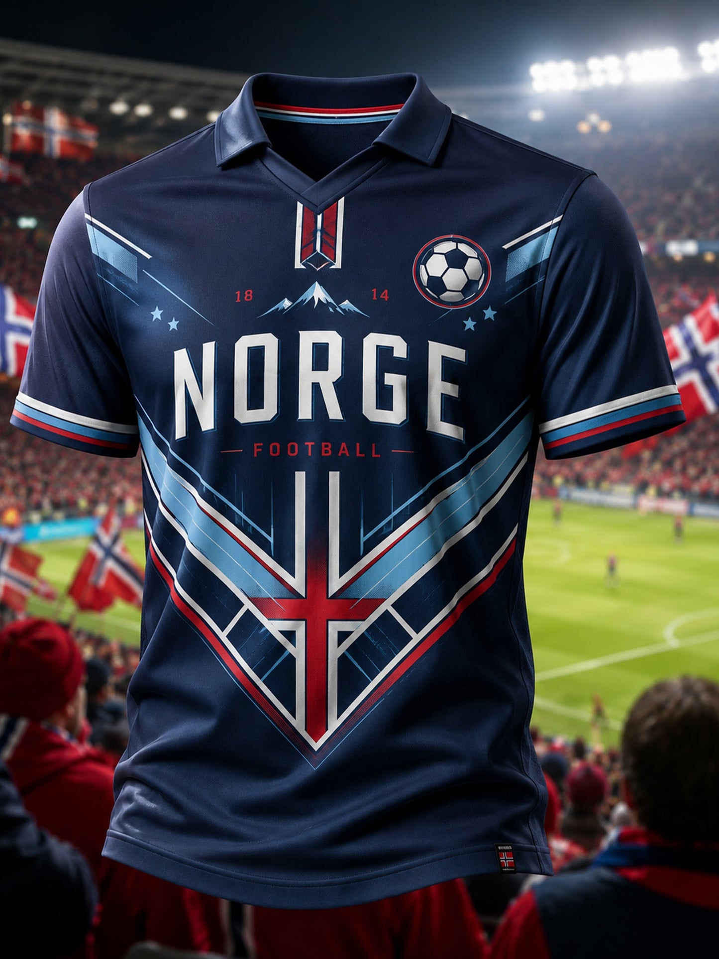 Mäns V-hals topp med norsk fotbolls fan kultur och konst print