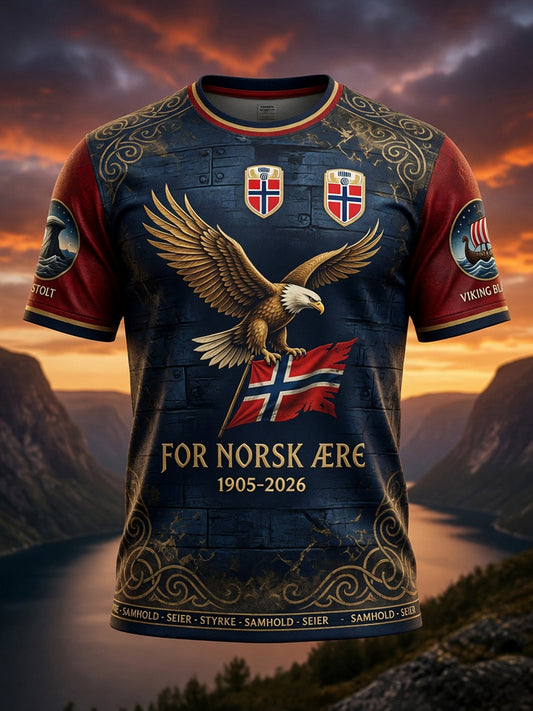 Retro Norge 2026 fotboll Eagle konst Casual T-shirt