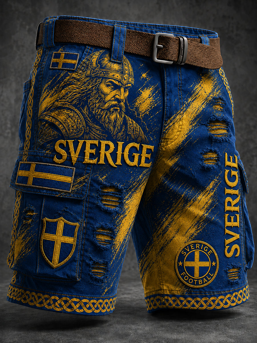 Retro Svensk fotbollsfan Art Print Casual Shorts