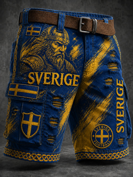 Retro Svensk fotbollsfan Art Print Casual Shorts
