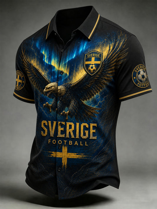 Retro svensk fotbollsfan konsttryck avslappnad tröja