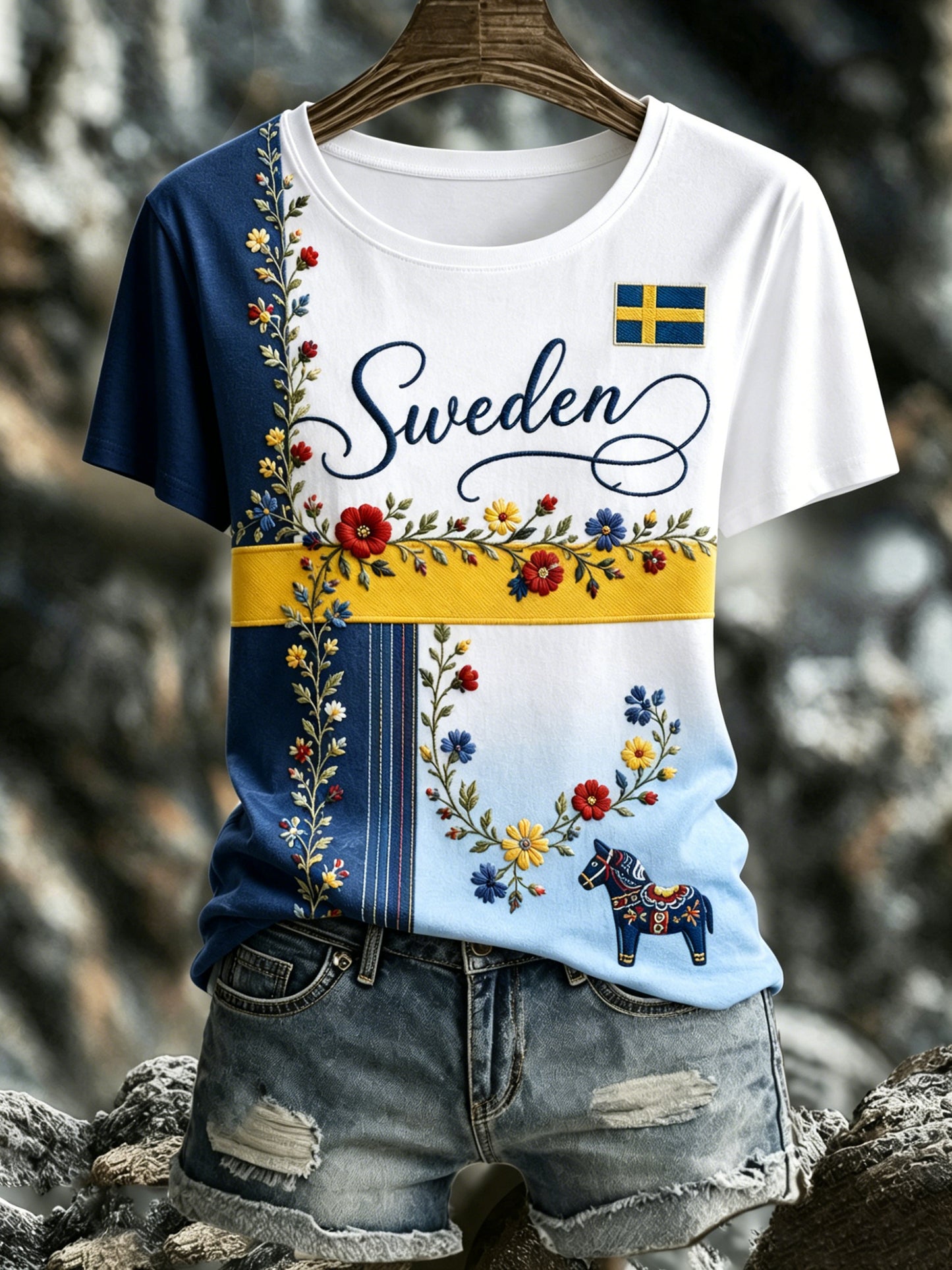 Dammens svenska midsommarminneskonsttryck T-shirt