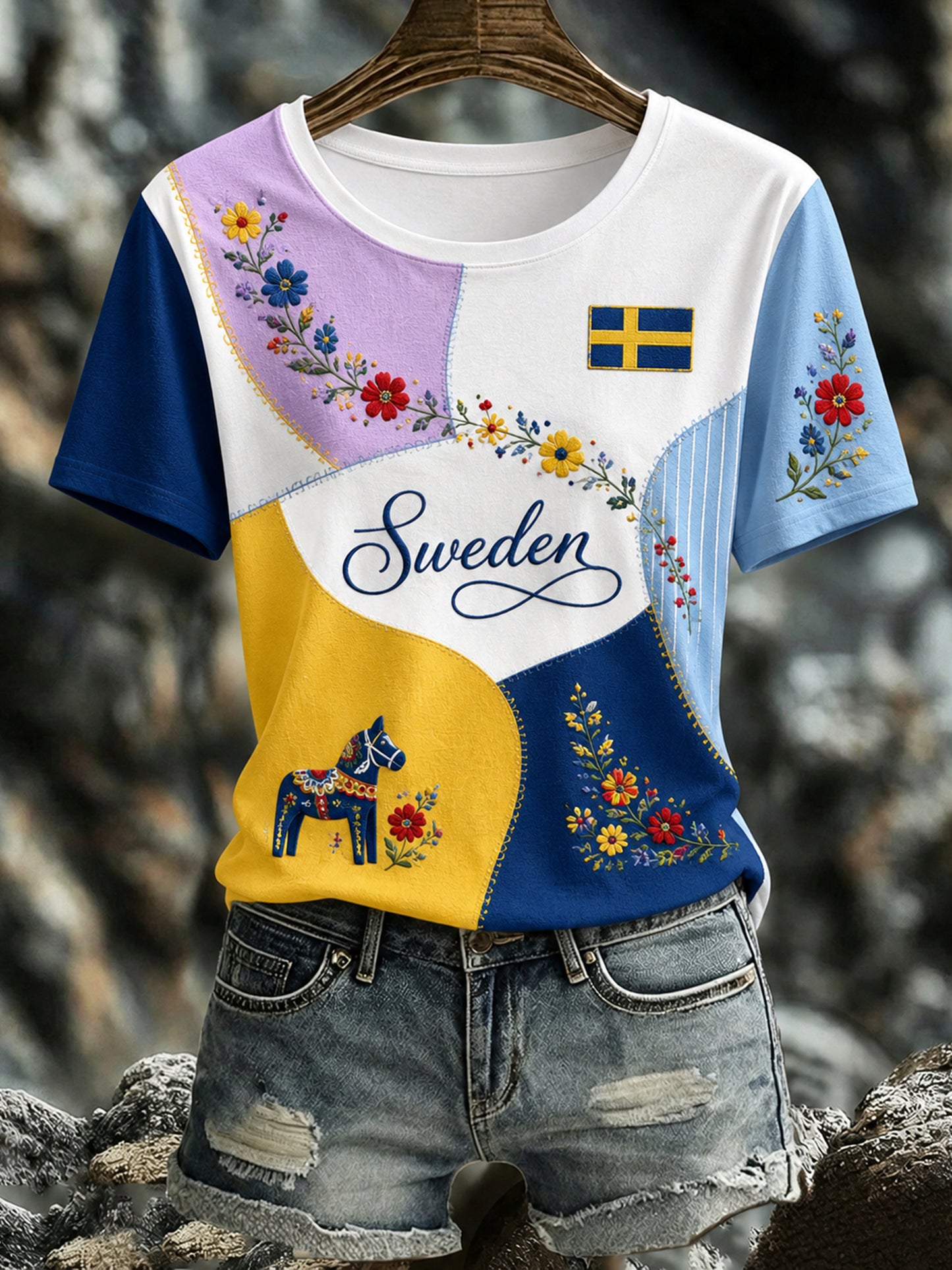 Dammens svenska midsommarminneskonsttryck T-shirt