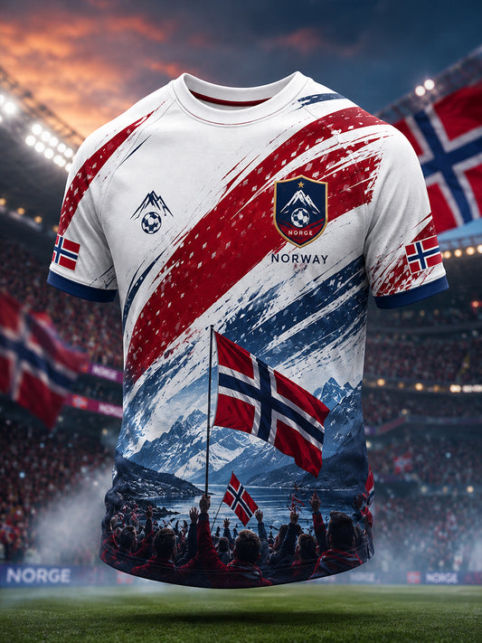 Herrlig vikingafotbollstryck avslappnad t-shirt med korta ärmarna