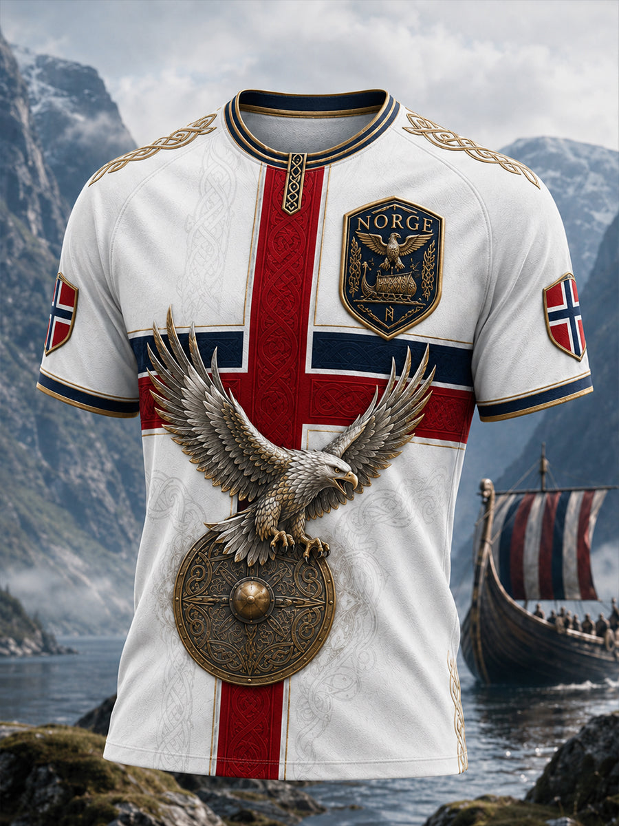 Retro nordisk stil norsk viking skandinavisk konsttryck avslappnad t-shirt