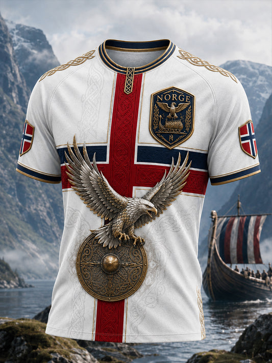 Retro nordisk stil norsk viking skandinavisk konsttryck avslappnad t-shirt