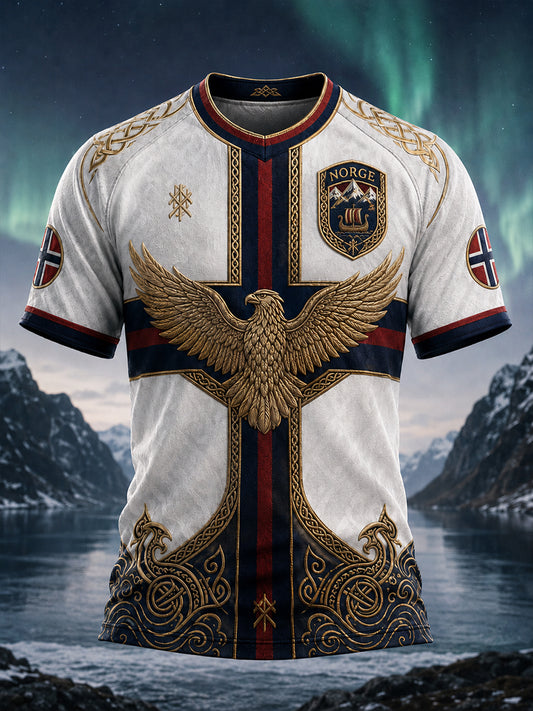 Retro nordisk stil norsk viking skandinavisk konsttryck avslappnad t-shirt