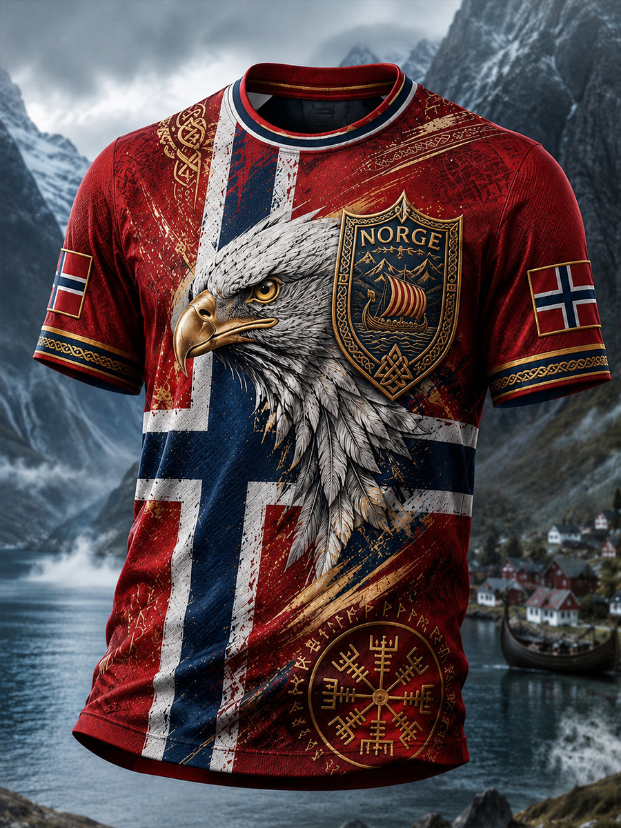 Retro nordisk stil norsk viking skandinavisk konsttryck avslappnad t-shirt