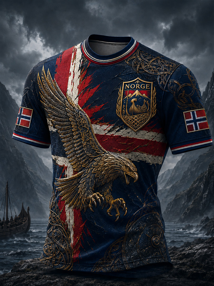 Retro nordisk stil norsk viking skandinavisk konsttryck avslappnad t-shirt