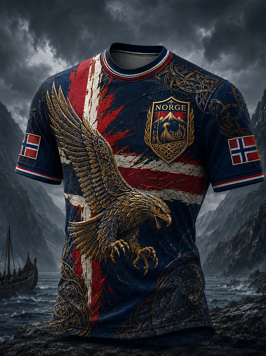 Retro nordisk stil norsk viking skandinavisk konsttryck avslappnad t-shirt