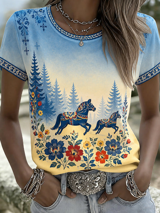 Dammens svenska midsommarminneskonsttryck T-shirt