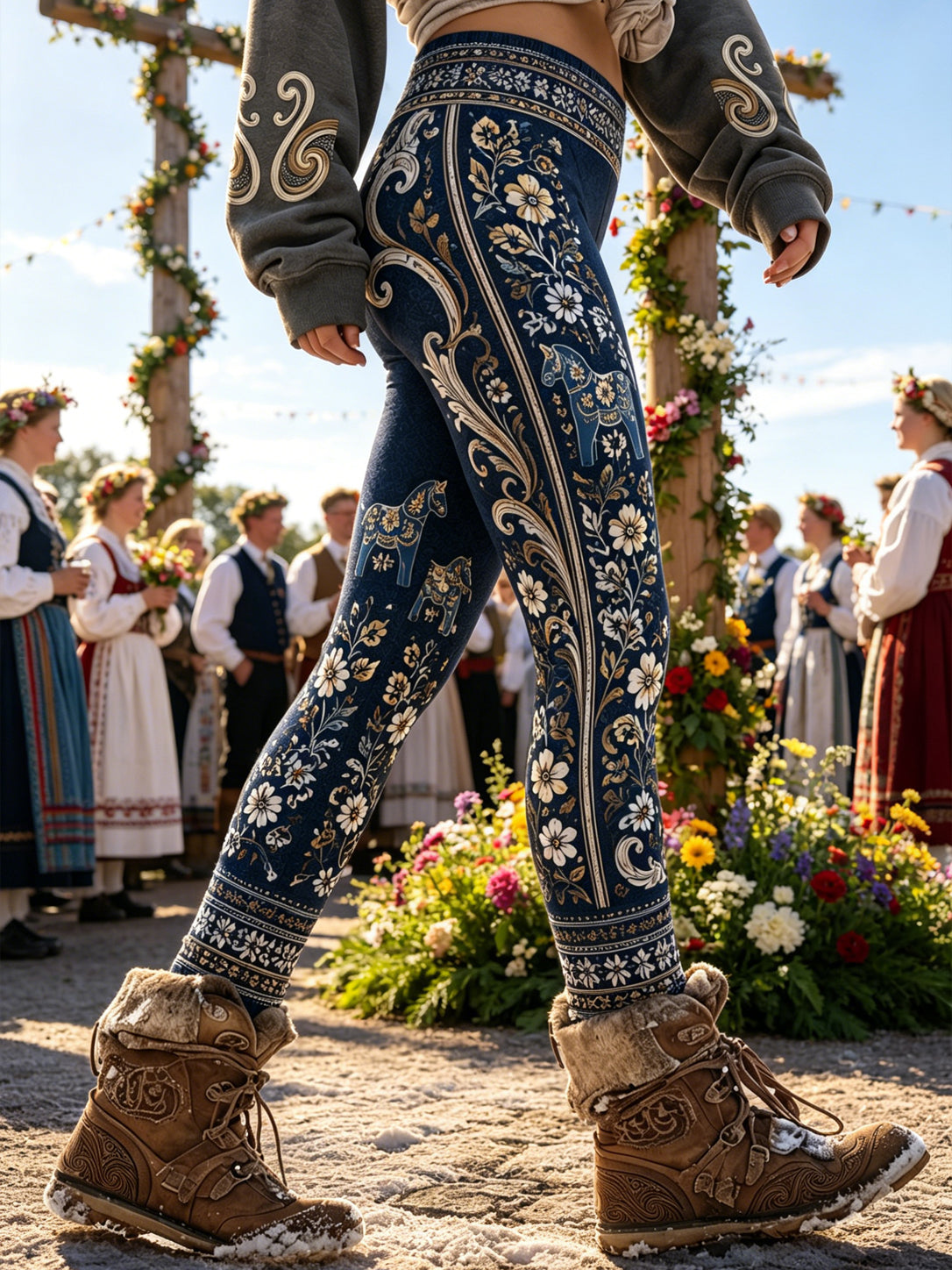 Damer Svensk Midsommardags Minneskonsttryck Leggings