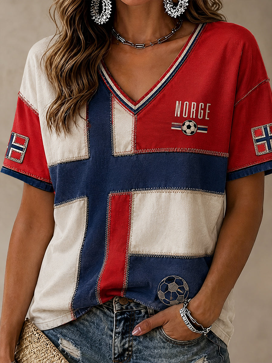 Retro norsk fotbollsfanart-print avslappnad t-shirt