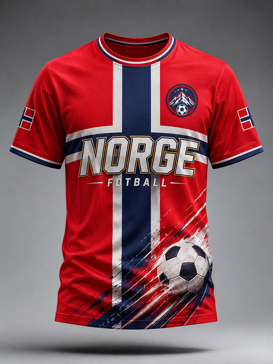 Retro norsk fotbollsfanart-print avslappnad t-shirt