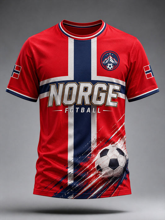 Retro norsk fotbollsfanart-print avslappnad t-shirt