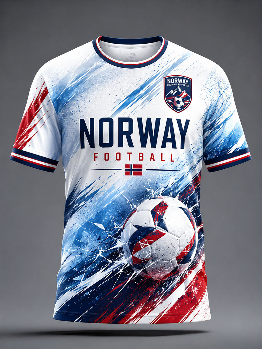 Retro norsk fotbollsfanart-print avslappnad t-shirt