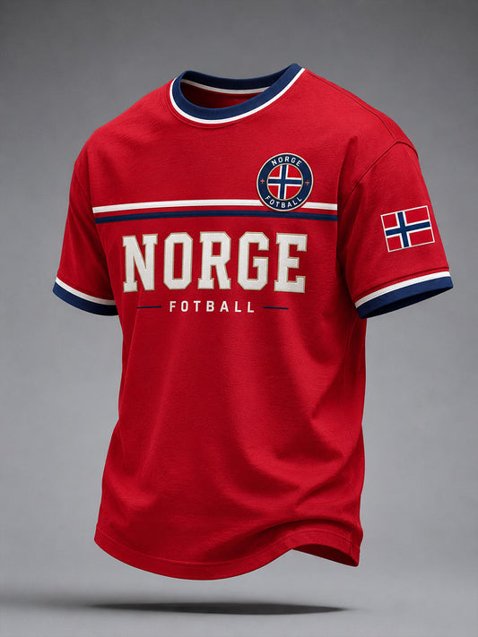 Retro norsk fotbollsfanart-print avslappnad t-shirt