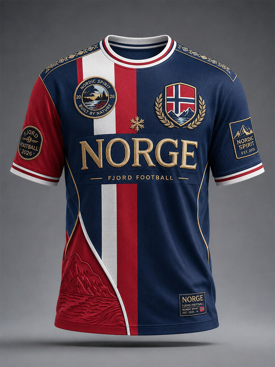 Retro norsk fotbollsfanart-print avslappnad t-shirt