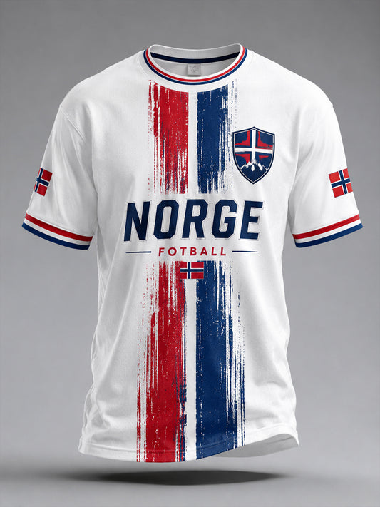 Retro norsk fotbollsfanart-print avslappnad t-shirt