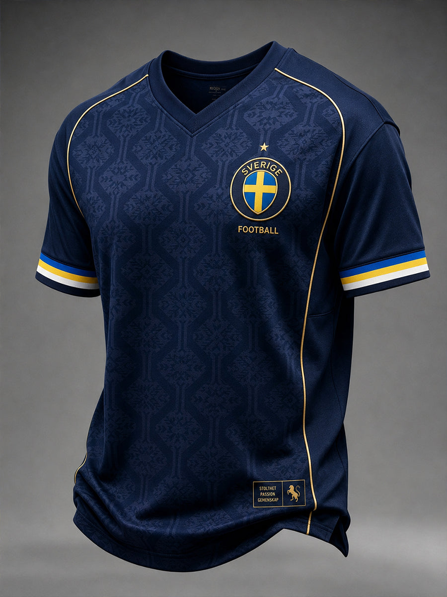 Retro svensk fotbollsfan-konsttryck avslappnad tröja