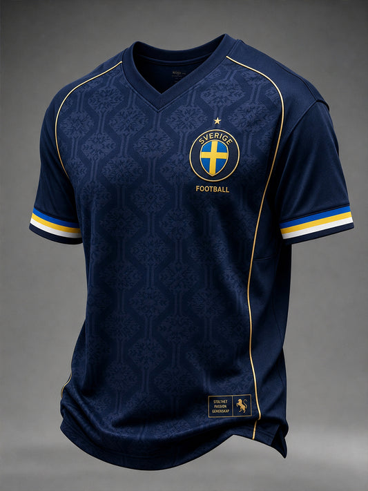 Retro svensk fotbollsfan-konsttryck avslappnad tröja