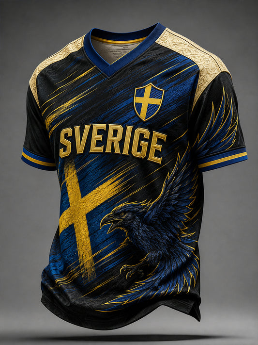 Retro svensk fotbollsfan-konsttryck avslappnad tröja
