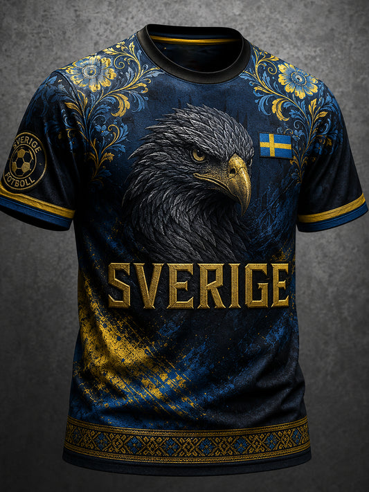 Retro svensk fotbollsfan-konsttryck avslappnad tröja