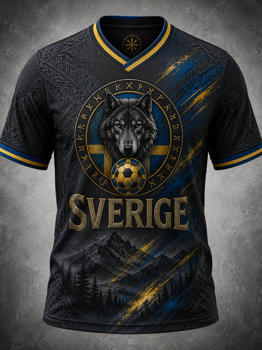 Retro svensk fotbollsfan-konsttryck avslappnad tröja