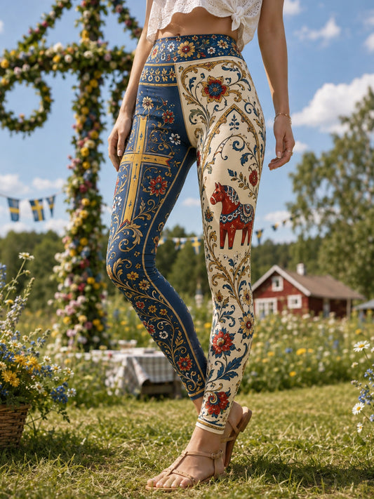Damer Svensk Midsommardags Minneskonsttryck Leggings
