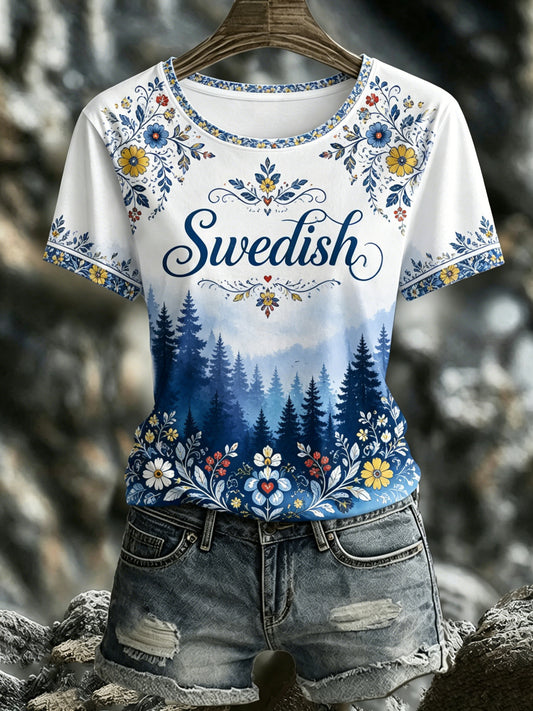 Dammens svenska midsommarminneskonsttryck T-shirt