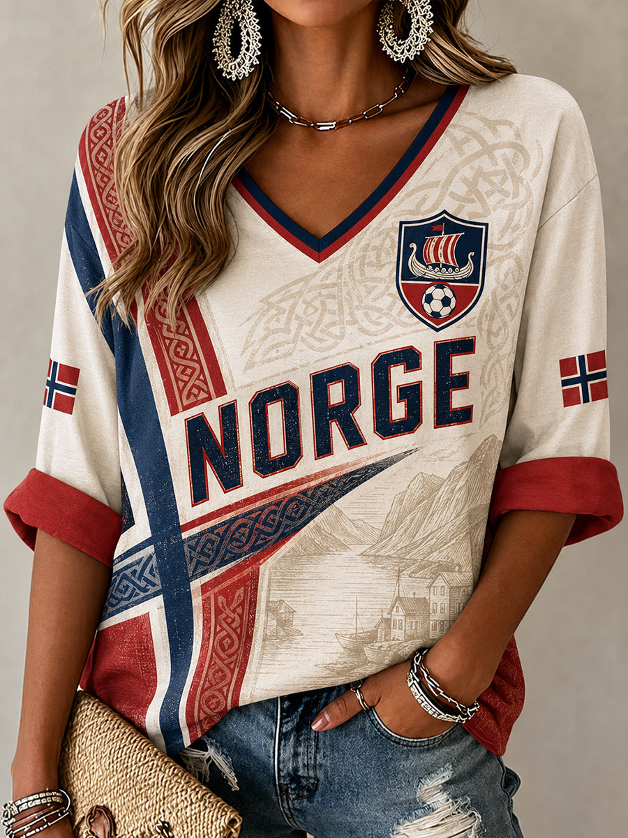 Retro norsk fotbollsfanart-print avslappnad tröja