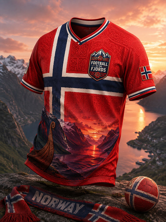 Retro norsk fotbollsfanart-print avslappnad tröja