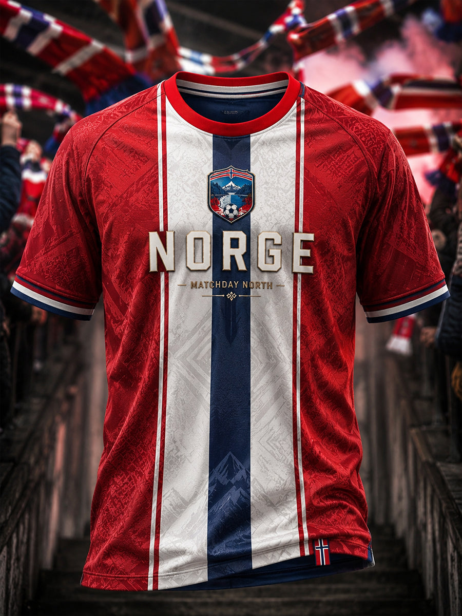 Retro norsk fotbollsfanart-print avslappnad tröja