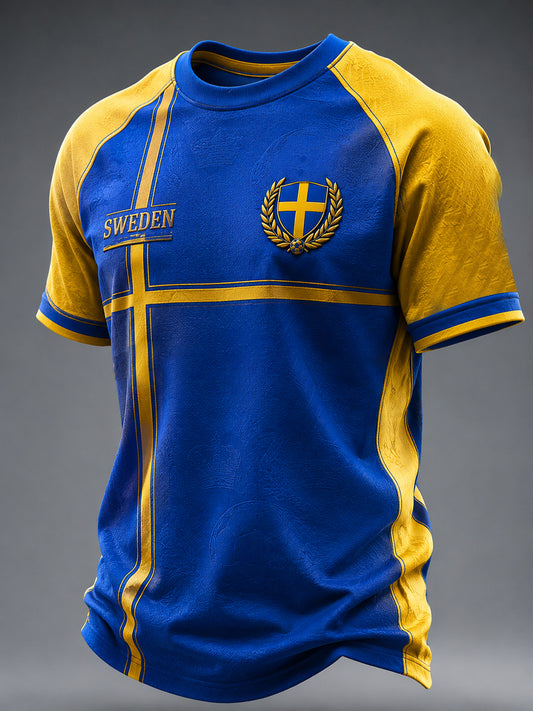 Herrligan svensk fotboll tryckt ledig t-shirt med korta ärmarna
