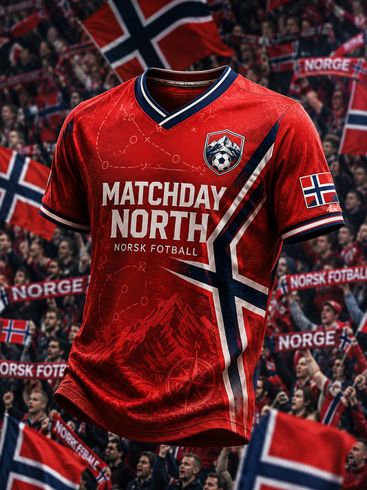 Retro norsk fotbollsfanart-print avslappnad tröja