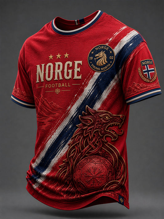 Retro norsk fotbollsfanart-print avslappnad tröja