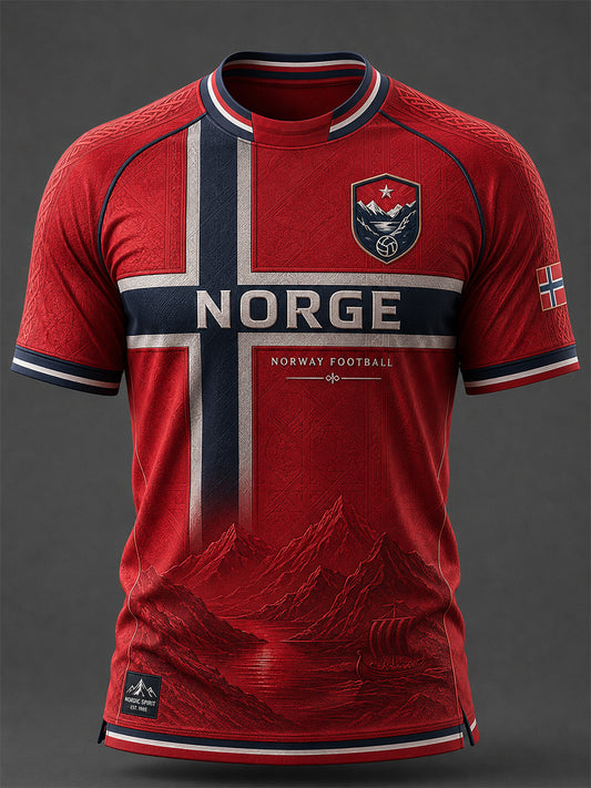 Retro norsk fotbollsfanart-print avslappnad tröja