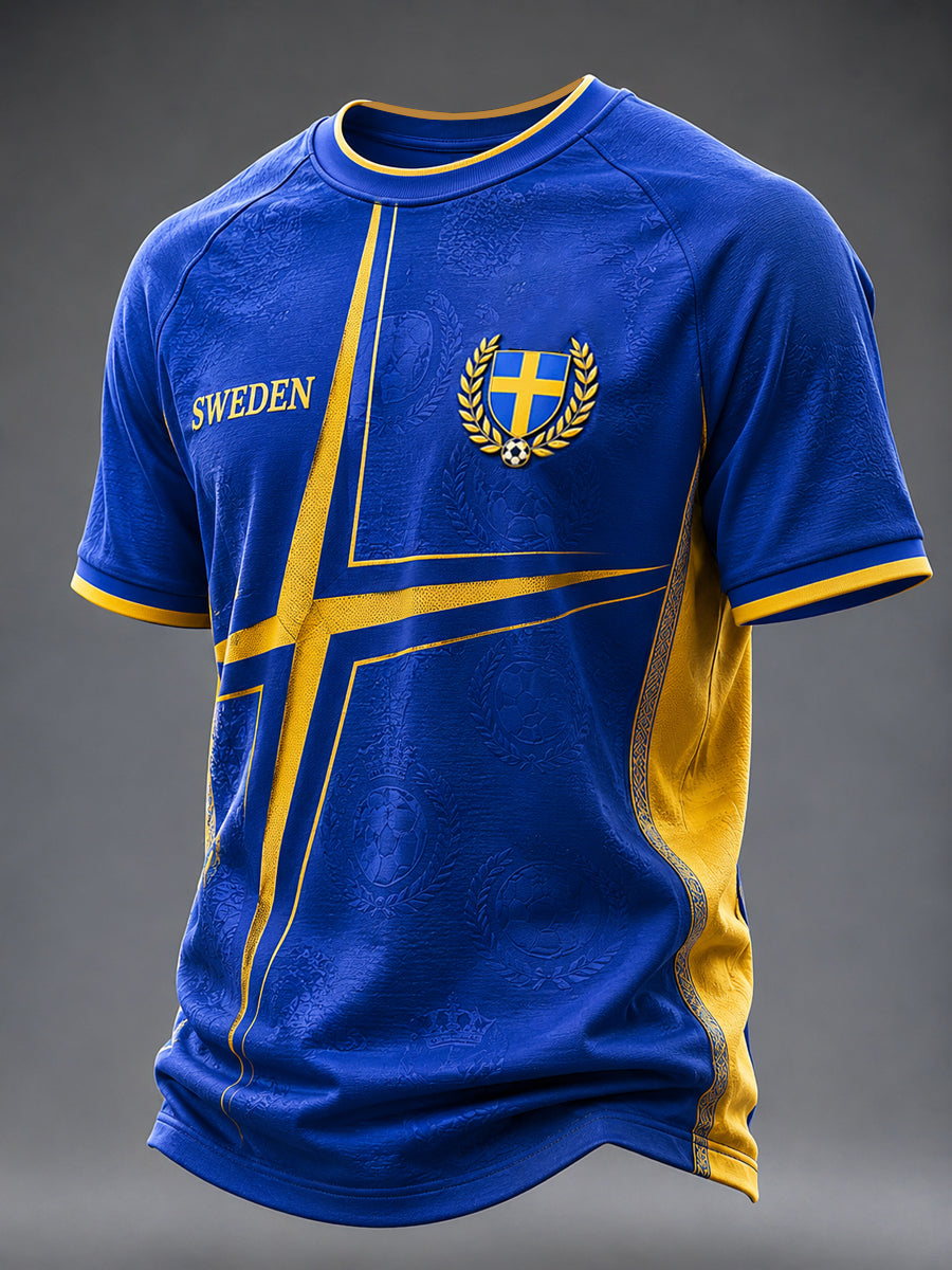 Herrligan svensk fotboll tryckt ledig t-shirt med korta ärmarna