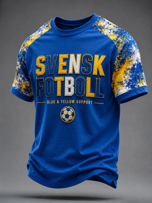Retro svensk fotbollsfan-konsttryck avslappnad t-shirt