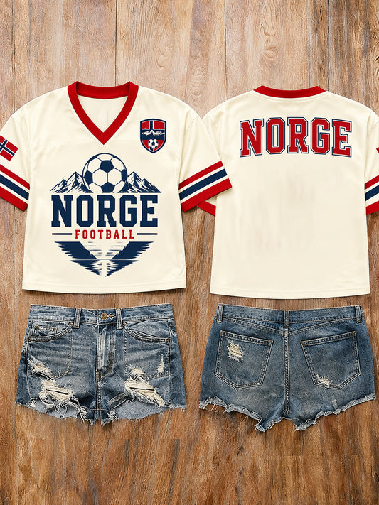 Retro norsk fotbollsfanart-print avslappnad tröja