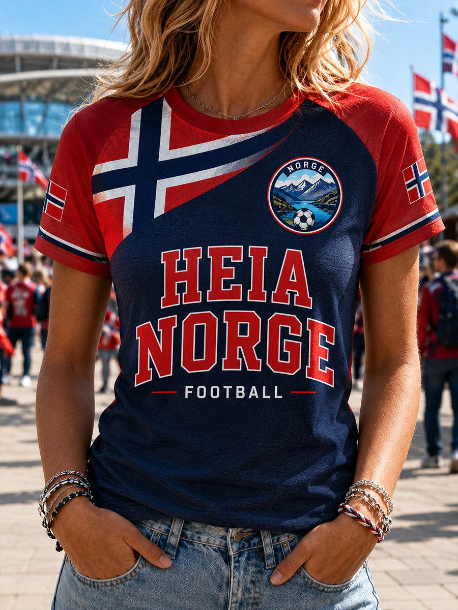 Retro norsk fotbollsfanart-print avslappnad tröja