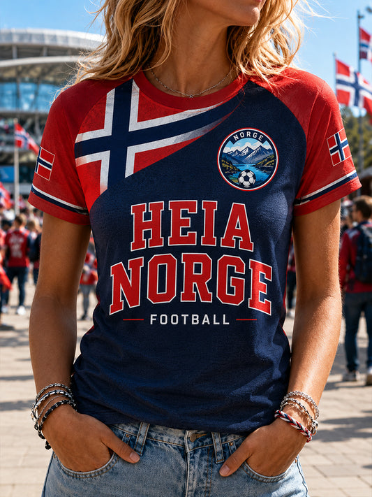 Retro norsk fotbollsfanart-print avslappnad tröja