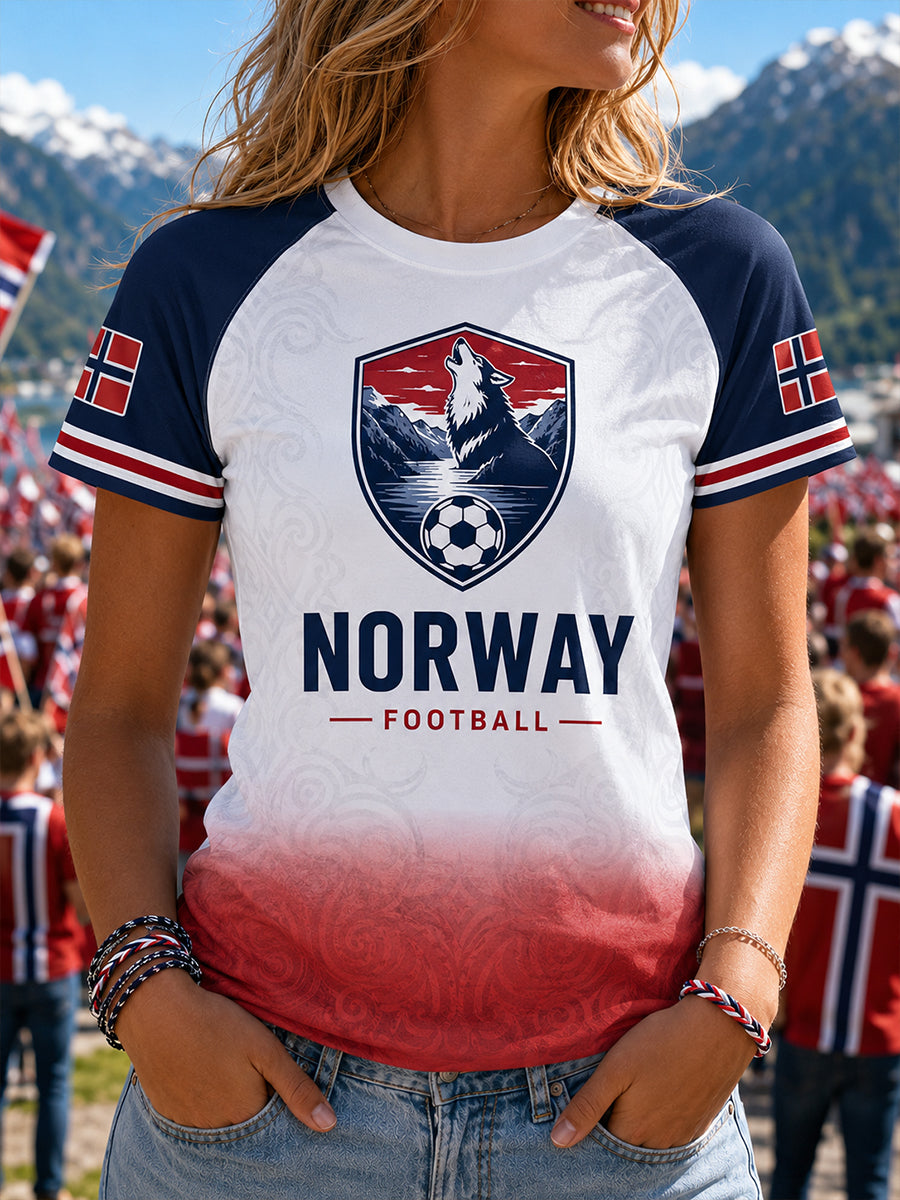 Retro norsk fotbollsfanart-print avslappnad tröja