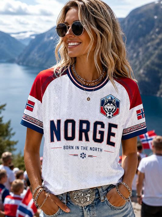Retro norsk fotbollsfanart-print avslappnad tröja