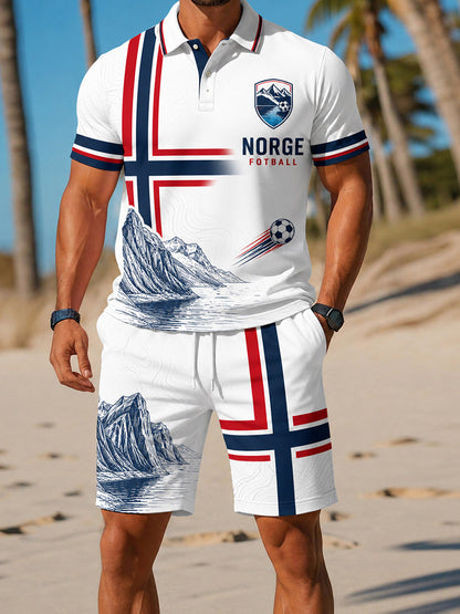 Retro norsk fotbollsfanart-print avslappnat polotröjset