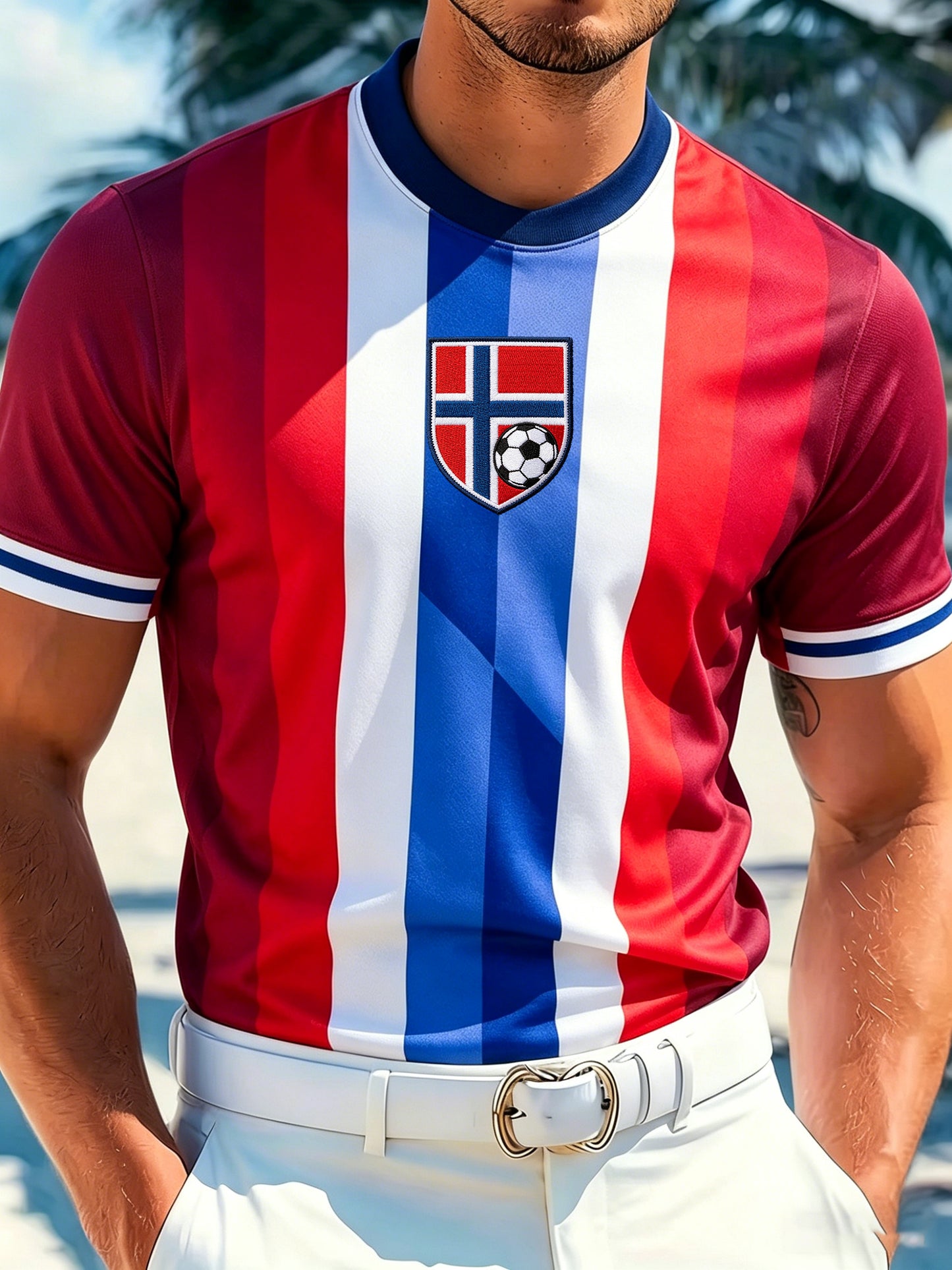 Herrtröja med konsttryck – norskt fotbollsmatch- och hejandelement